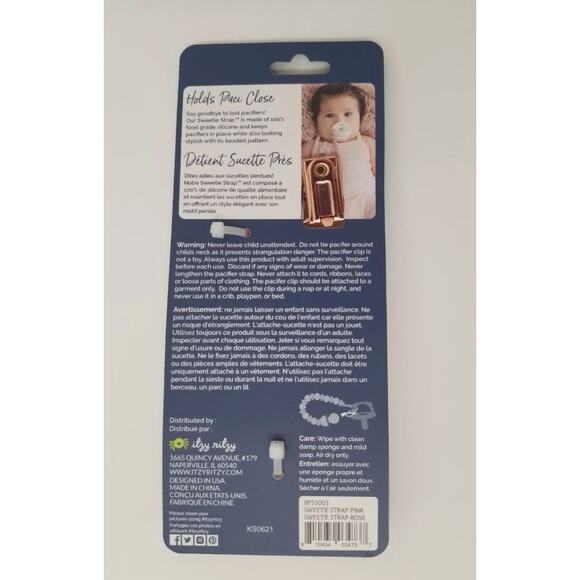 NEW Itzy Ritzy Sweetie Paci Pacifier Strap Silicone with Clip Baby Pink Girls! - Picture 3 of 3